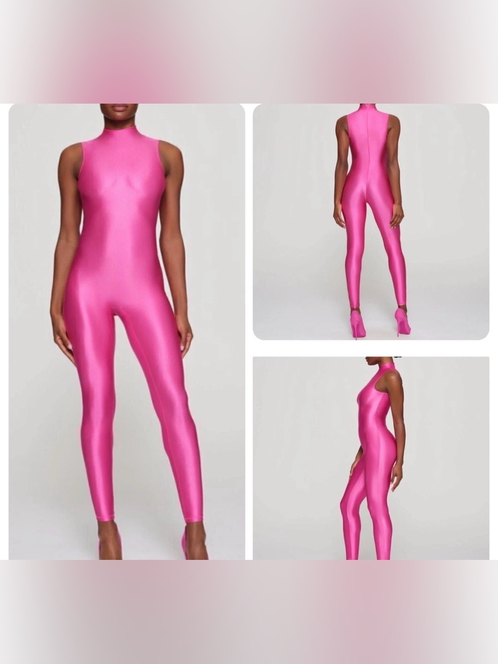SKIMS Sienna Mock Neck Sleeveless Catsuit Shapewear Bodysuit Hot Pink Small